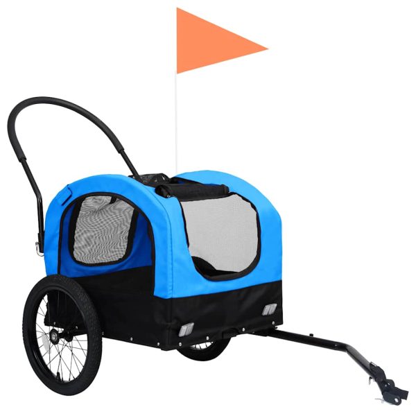 2-in-1 Pet Bike Trailer and Jogging Stroller – Blue and Black