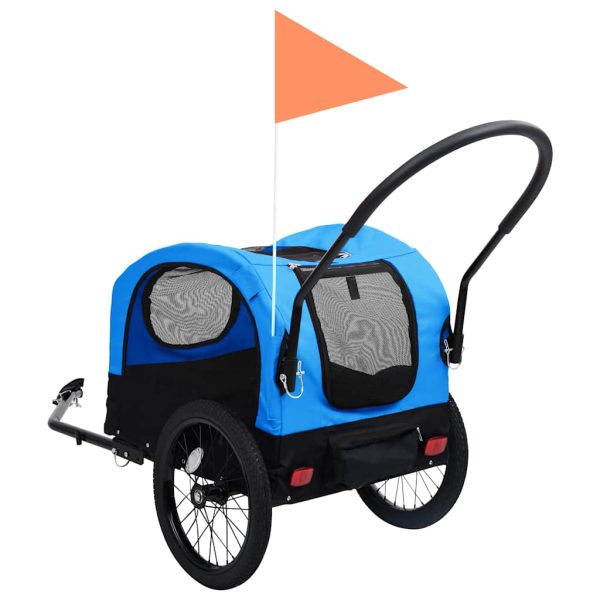 2-in-1 Pet Bike Trailer and Jogging Stroller – Blue and Black