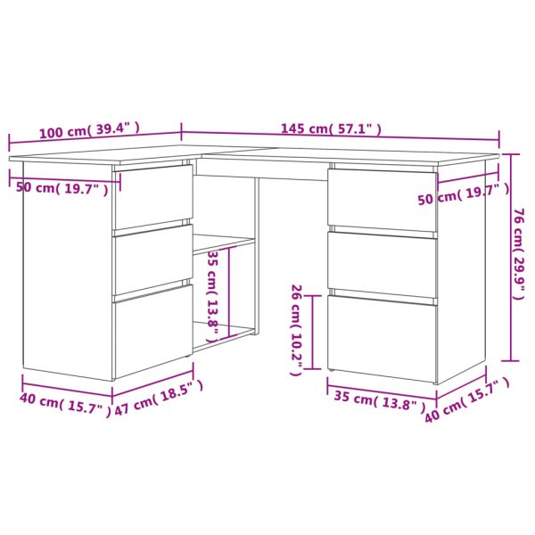 Corner Desk 145x100x76 cm Engineered Wood – White