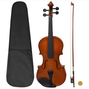 Violin Full Set with Bow and Chin Rest Dark Wood 4/4