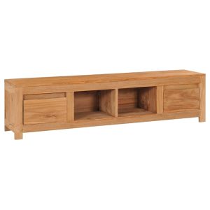 Davyhulme TV Cabinet 135x30x35 cm Solid Teak Wood