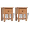 Glenville Nightstands 2 pcs 36x30x47 cm Solid Oak Wood