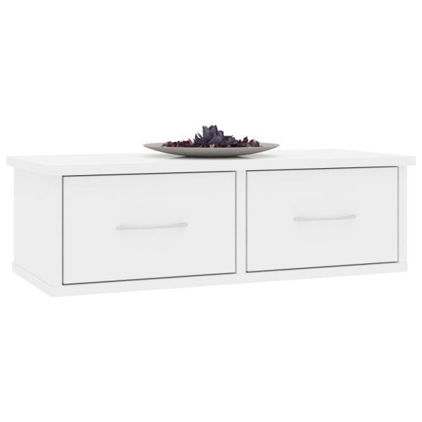 Wall-mounted Drawer Shelf High Gloss White 60x26x18.5 cm Chipboard