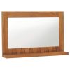 Wall Mirror with Shelf Solid Teak Wood – 60x12x40 cm