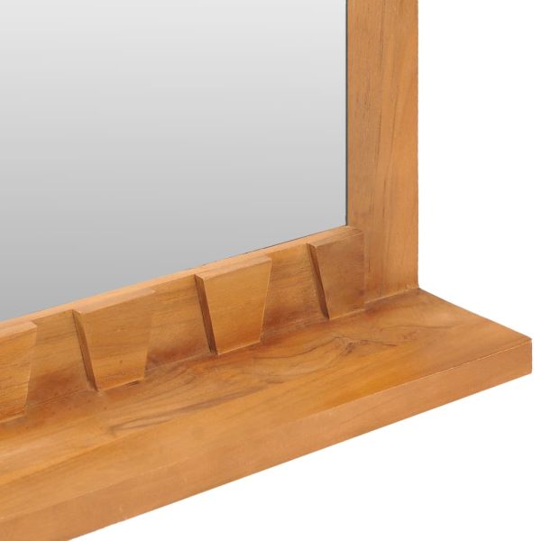 Wall Mirror with Shelf Solid Teak Wood – 60x12x40 cm