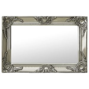 Wall Mirror Baroque Style – 60×40 cm, Silver