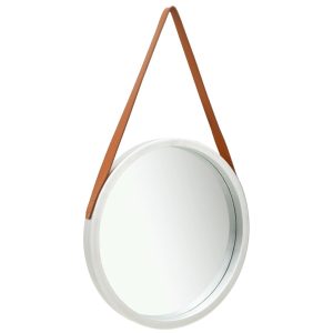 Wall Mirror with Strap – 50 cm, Silver