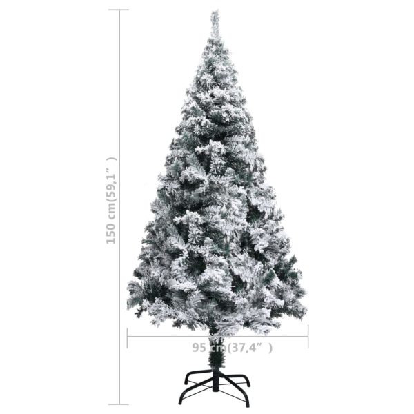 Artificial Christmas Tree with Flocked Snow Green PVC – 150×95 cm