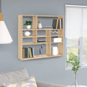 Wall Shelf 90x16x78 cm Engineered Wood – Sonoma oak