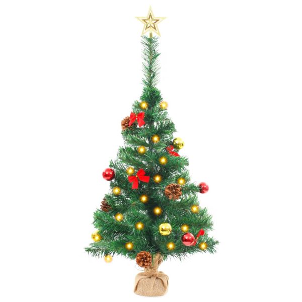 Artificial Christmas Tree with Baubles and LEDs Green 64 cm