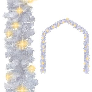 Christmas Garland with LED Lights White 5 m PVC