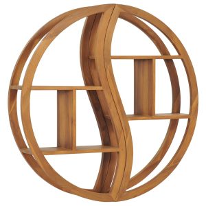 Yin Yang Wall Shelf Solid Wood Teak – 100x20x100 cm