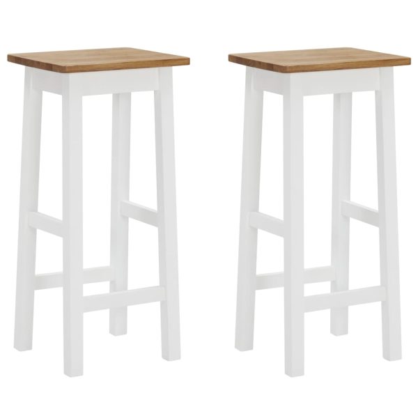 Bar Stools 2 pcs Solid Oak Wood