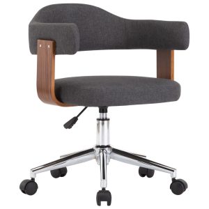 Swivel Office Chair Grey Bent Wood and Fabric