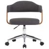 Swivel Office Chair Grey Bent Wood and Fabric