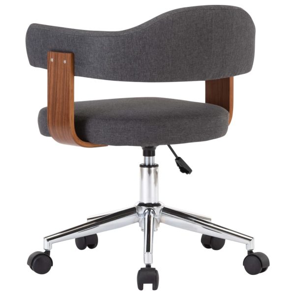 Swivel Office Chair Grey Bent Wood and Fabric