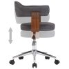 Swivel Office Chair Grey Bent Wood and Fabric