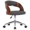 Swivel Office Chair Grey Bent Wood and Fabric