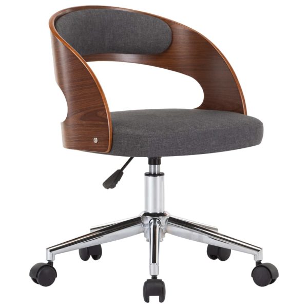 Swivel Office Chair Grey Bent Wood and Fabric