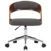 Swivel Office Chair Grey Bent Wood and Fabric