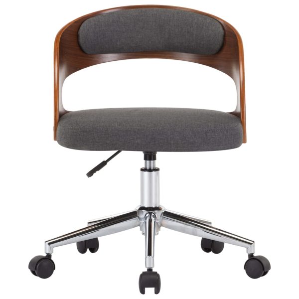 Swivel Office Chair Grey Bent Wood and Fabric