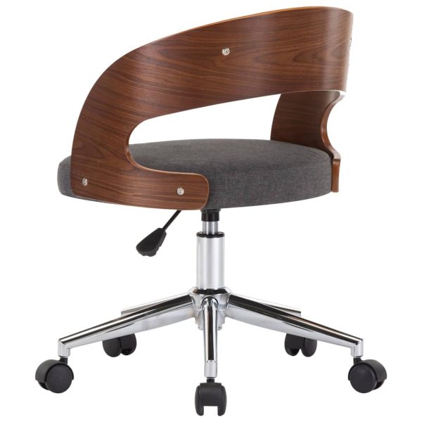 Swivel Office Chair Grey Bent Wood and Fabric