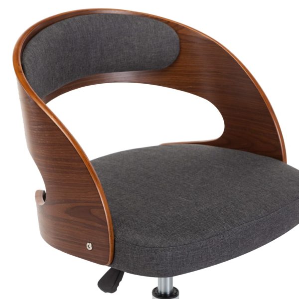 Swivel Office Chair Grey Bent Wood and Fabric