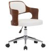 Swivel Office Chair White Bent Wood and Faux Leather