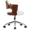 Swivel Office Chair White Bent Wood and Faux Leather