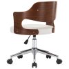 Swivel Office Chair White Bent Wood and Faux Leather