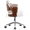 Swivel Office Chair White Bent Wood and Faux Leather