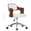 Swivel Office Chair White Bent Wood and Faux Leather