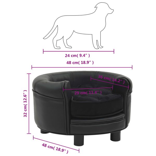 Dog Sofa 48x48x32 cm Plush and Faux Leather – Black