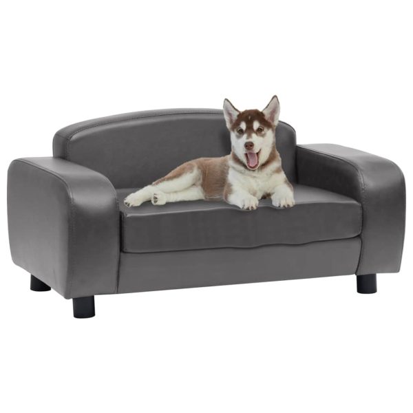 Dog Sofa 80x50x40 cm Faux Leather – Grey