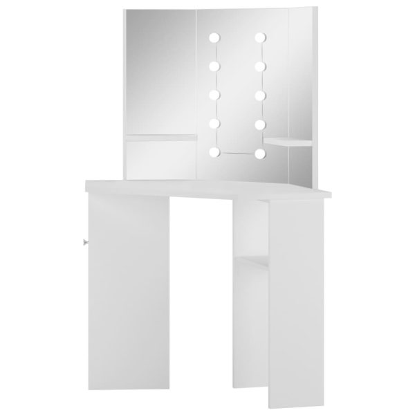 Corner Dressing Table Make-up Table with LED Light White