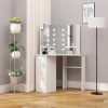 Corner Dressing Table Make-up Table with LED Light White