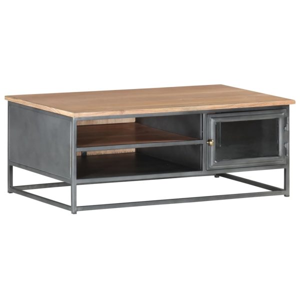 Coffee Table Grey 90x50x35 cm Solid Acacia Wood