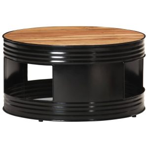 Coffee Table 68x68x36 cm – Black, Solid Acacia Wood