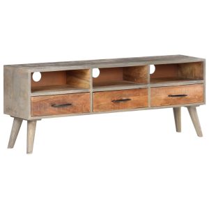 Paragould TV Cabinet Grey 130x35x51 cm Solid Rough Mango Wood