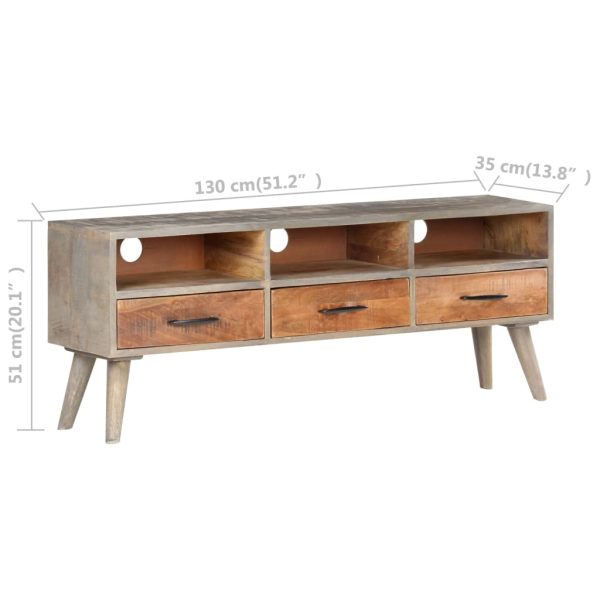 Paragould TV Cabinet Grey 130x35x51 cm Solid Rough Mango Wood