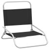 Folding Beach Chairs 2 pcs Fabric – Black