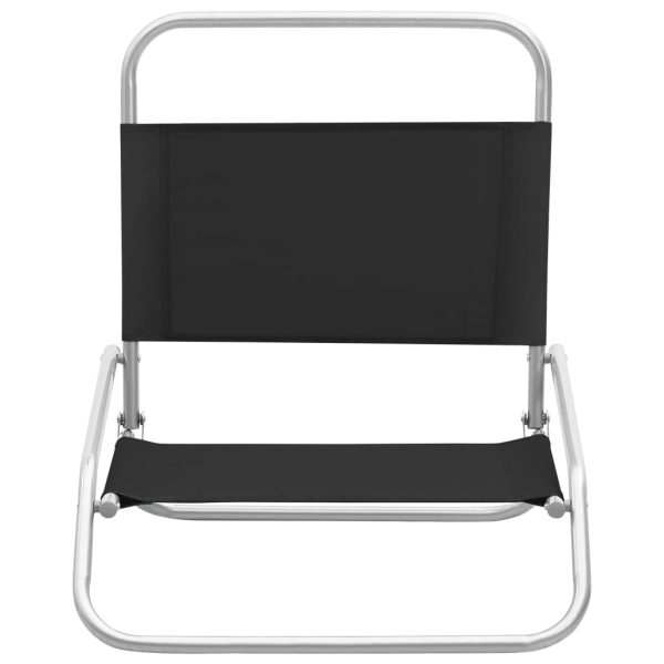 Folding Beach Chairs 2 pcs Fabric – Black