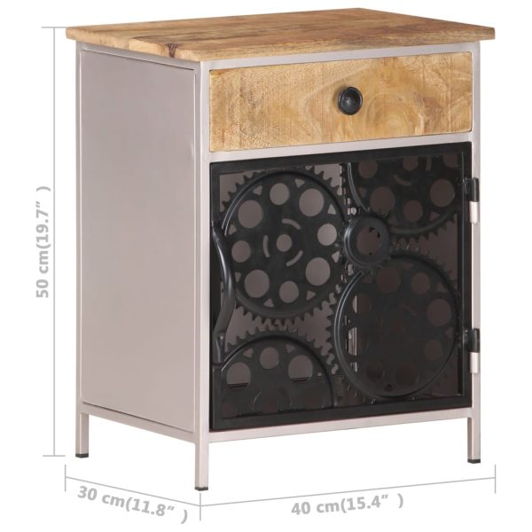 Denison Bedside Cabinet 40x30x50 cm Rough Mango Wood