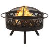 Rustic Fire Pit with Poker 76 cm XXL Steel