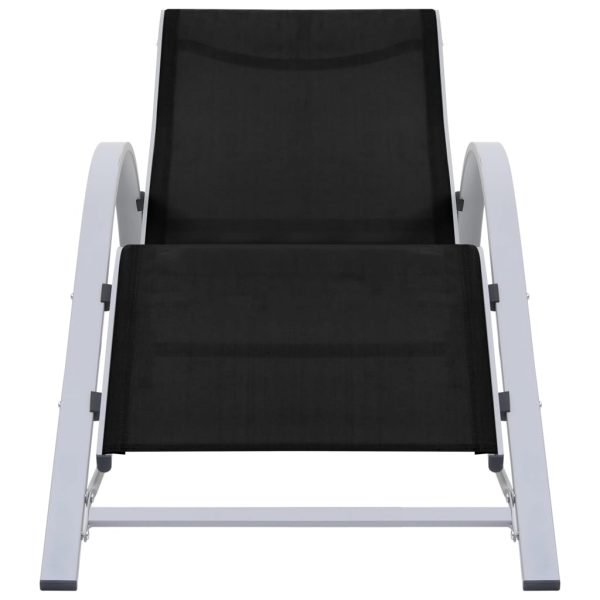 Sun Loungers 2 pcs with Table Aluminium Black