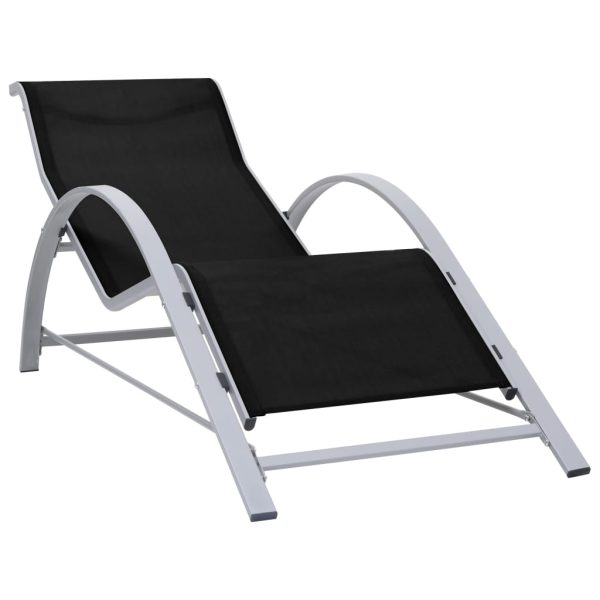 Sun Loungers 2 pcs with Table Aluminium Black