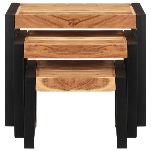 Nesting Tables 3 pcs Solid Wood with Sheesham Finish