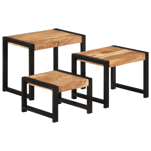 Nesting Tables 3 pcs Solid Wood with Sheesham Finish