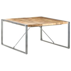 Dining Table 140x140x75 cm – Grey, Rough Mango Wood