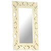 Hand Carved Mirror Solid Mango Wood – 50×80 cm, White